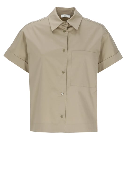 Peserico Green Cotton Embellished Shirt