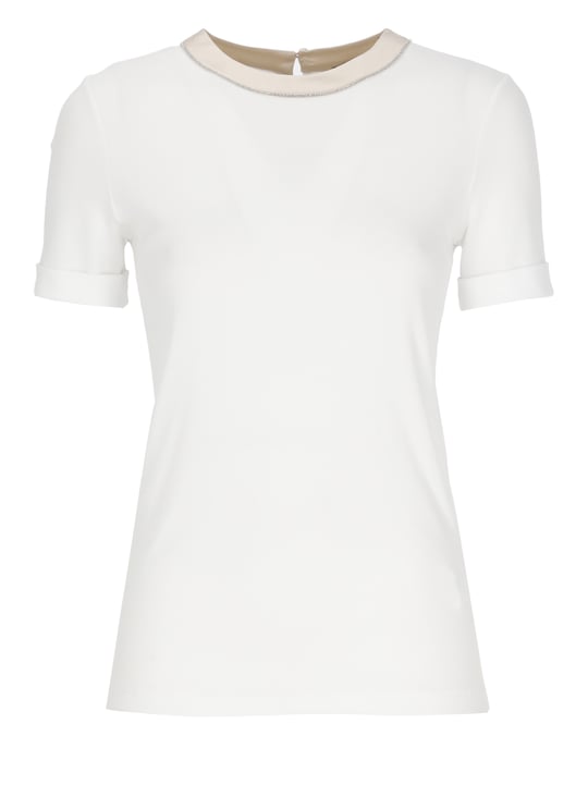 Peserico White Cotton Crewneck T-Shirt