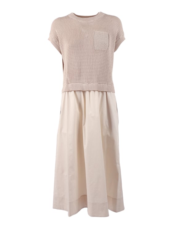 Peserico Textured Bodice Gathered Midi Dress