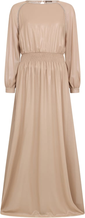 Peserico Long elegant beige dress with long sleeves.
