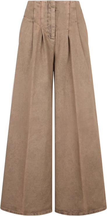 Peserico Loose camel-colored jeans with a high waist and versatile design.