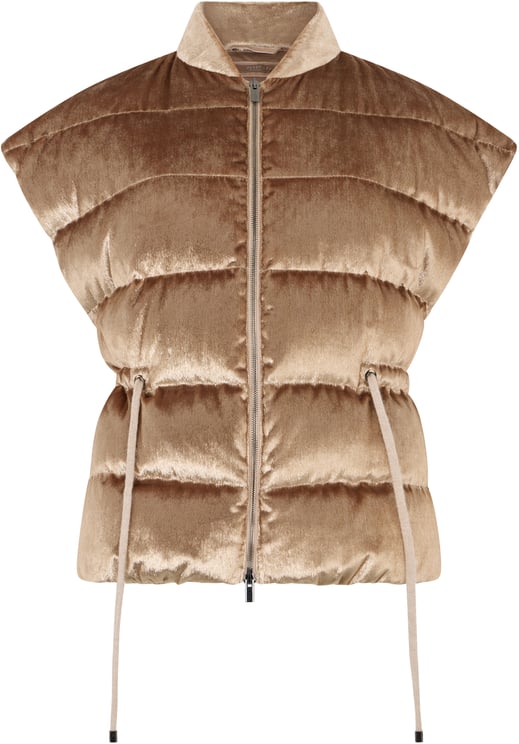 Peserico Sleeveless beige jacket with high collar.