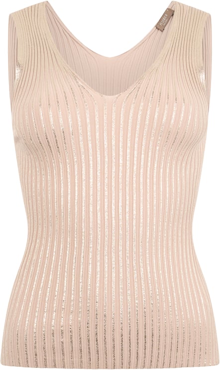 Peserico Beige top without sleeves with elegant and sophisticated design.