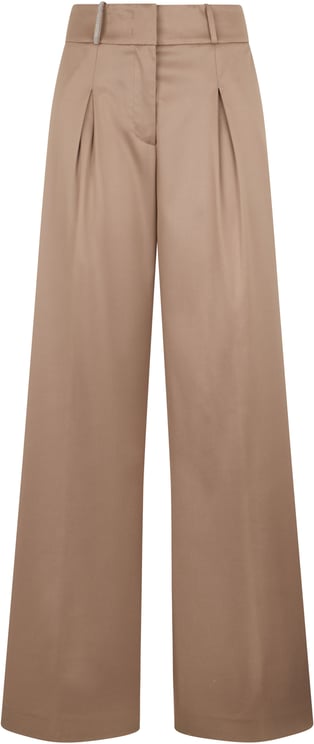 Peserico Loose beige pants with a high waist and elegant design.