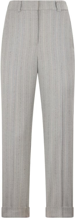Peserico Elegant gray trousers with pinstripe design, minimal and elegant.