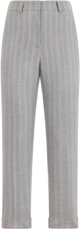 Peserico Elegant gray trousers with a pinstripe pattern ideal for any occasion.