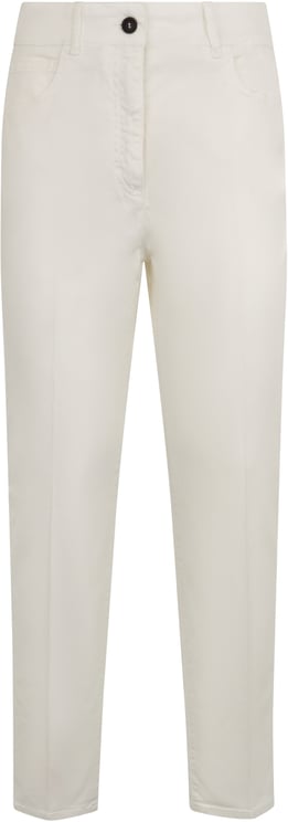 Peserico White pants with a slim cut, minimal and versatile.