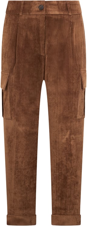 Peserico Brown pants with corduroy fabric in versatile and elegant design.