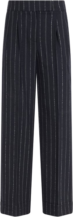 Peserico Dark gray pants with a striped pattern and wide leg.