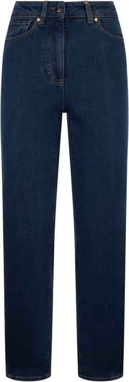 Peserico Dark blue denim pants with a straight fit.