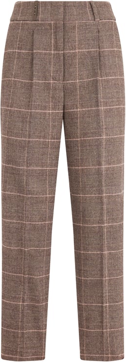 Peserico Elegant taupe-colored trousers with a checkered pattern, straight fit, ideal for a casual and fashionable look.
