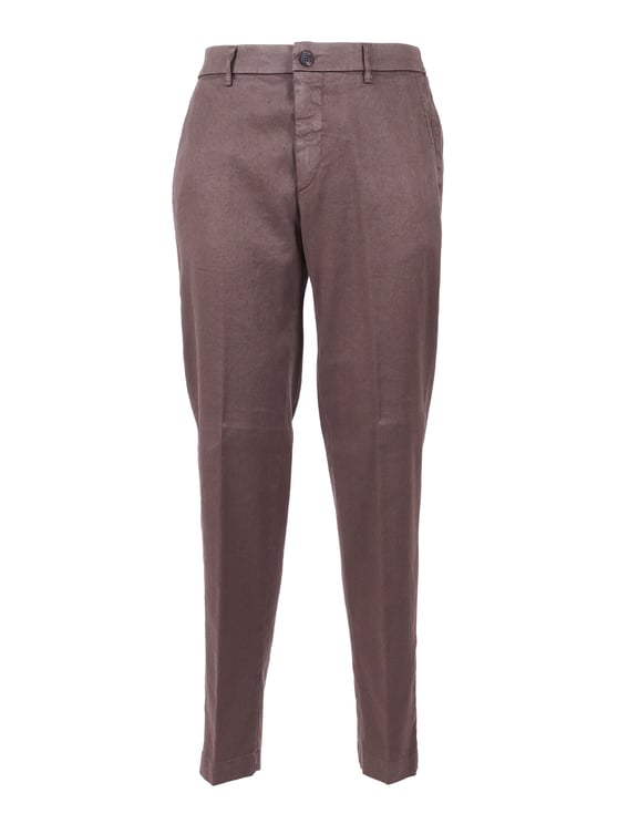 Peserico Tailored Brown Textured Straight-Leg Pants