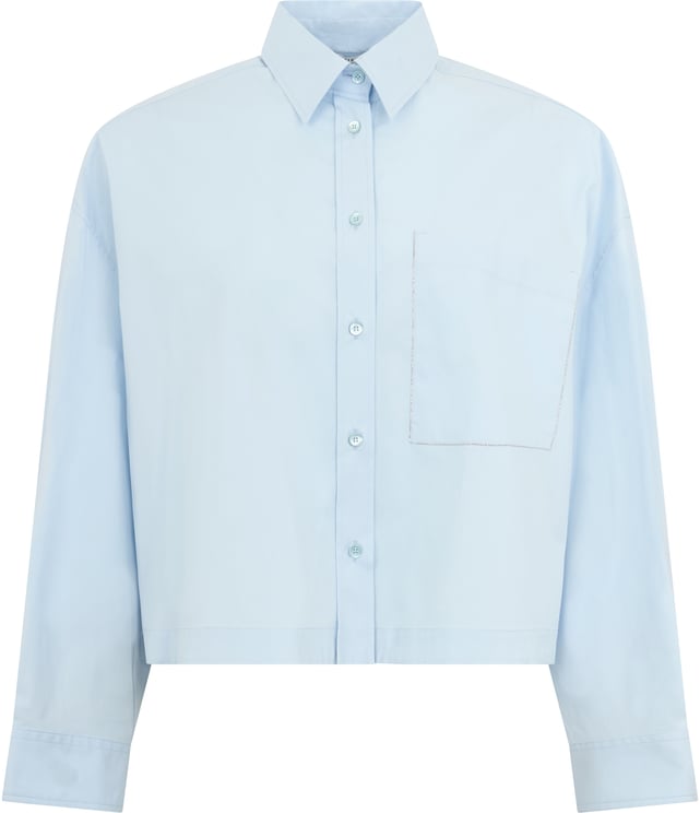 Peserico Elegant blue cropped shirt with long sleeves.