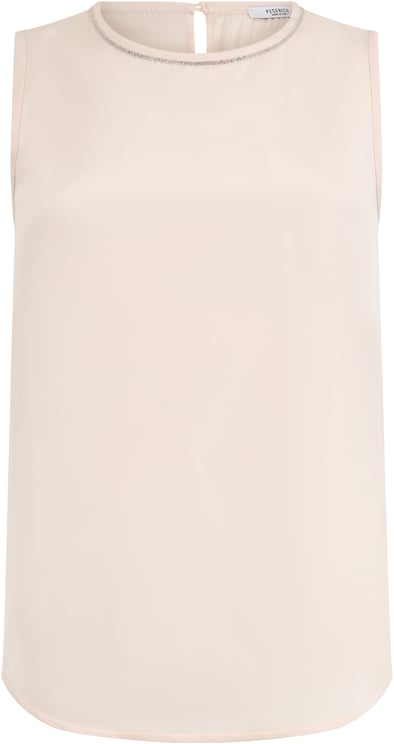 Peserico Sandy colored blouse without sleeves, light and versatile.