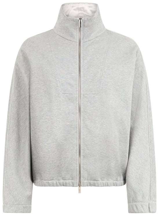 Peserico Gray melange sweatshirt with zipper, casual and versatile.