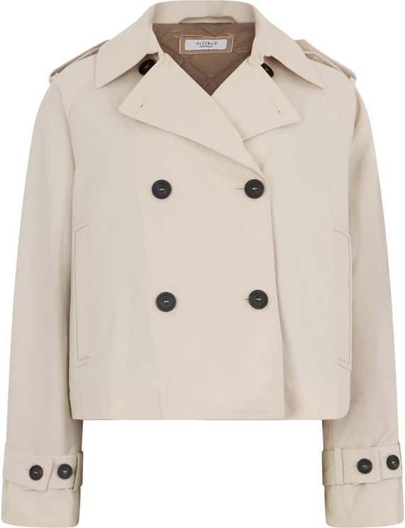 Peserico Beige double-breasted jacket in trench style with minimal and elegant design.