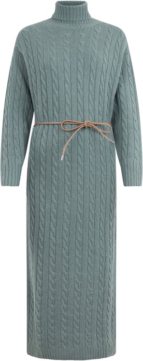 Peserico Long petrol green dress with casual and refined design.