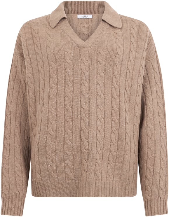 Peserico Casual sweater in mud color with V-neck.
