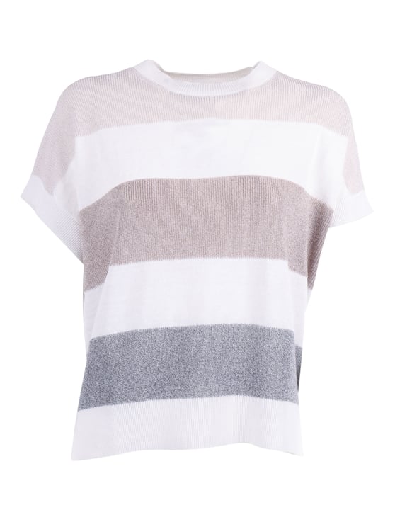 Peserico Striped Metallic Boxy Cropped Sweater