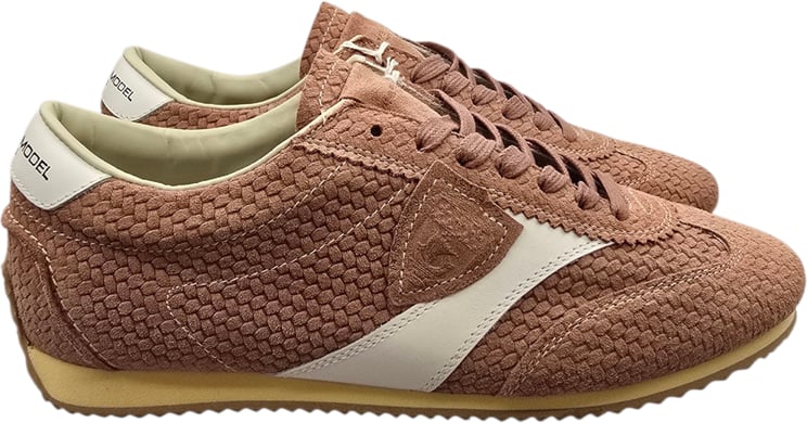 Philippe Model Baskets Planche daim tréssé Antique Rose cuir blanc Philippe Model Femme PNLD DT11