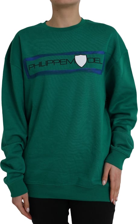 Philippe Model Philippe Model Green Cotton Logo Print Long Sleeves Pullover Sweater
