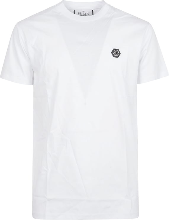 Philipp Plein Short-Sleeve White T-Shirt with Monogram Embroidery