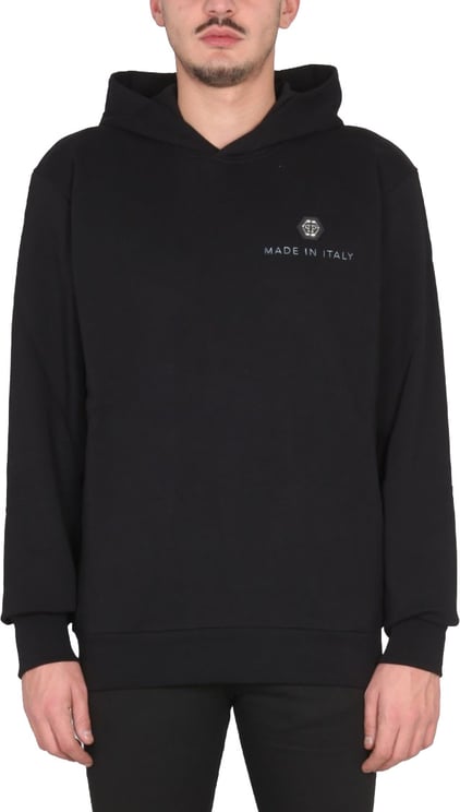 Philipp Plein Black Graphic Hoodie With Hooded Neckline