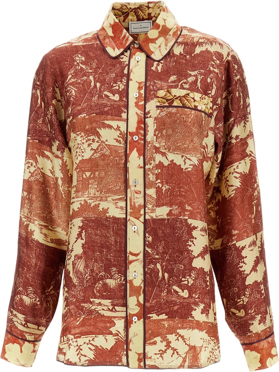 Pierre Louis Mascia Long-Sleeved Printed Silk Shirt With Classic Collar