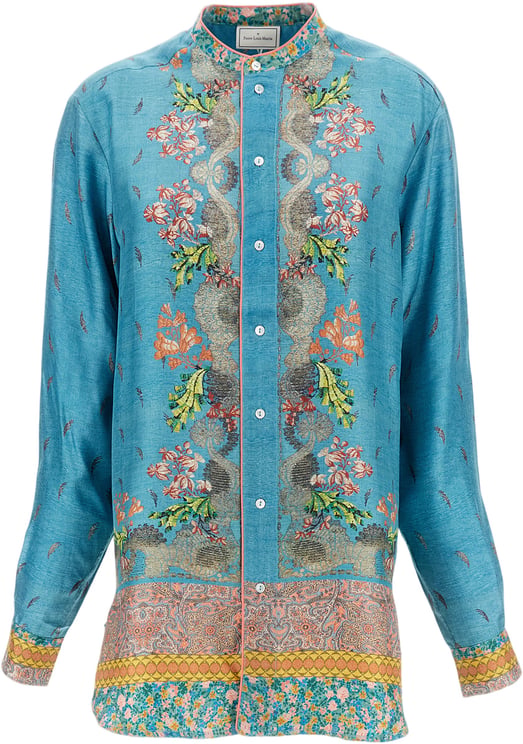Pierre Louis Mascia Silk Tunic Shirt With Mandarin Collar