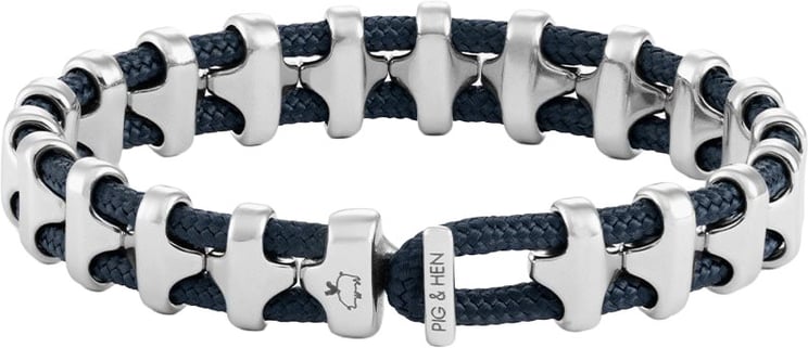Pig & Hen Pig & Hen Armband P42-163000-ML Bold Bob Staal Navy Blue Maat ML 19cm