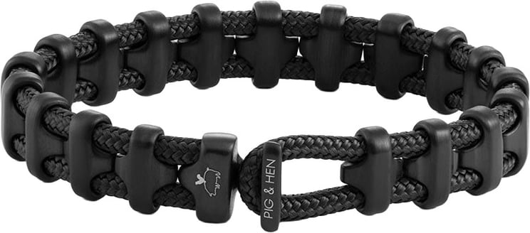 Pig & Hen Pig & Hen Armband P42-290000-ML Bold Bob Staal Zwart Maat M/L 19cm