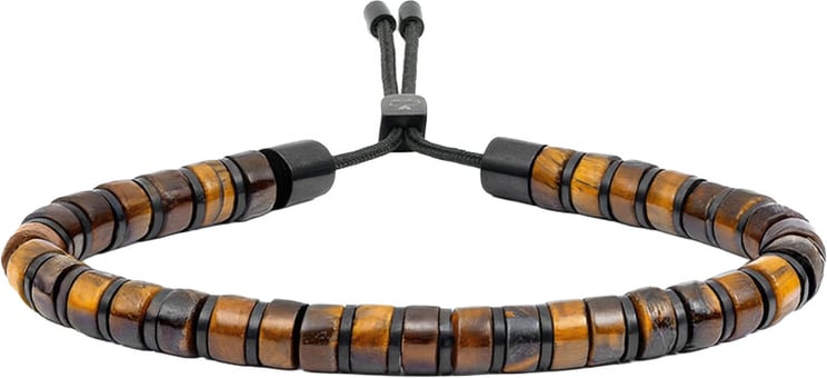 Pig & Hen Pig & Hen Armband P49-271739-L Brontide 6mm Adjustable Tiger Eye Zwart Maat L
