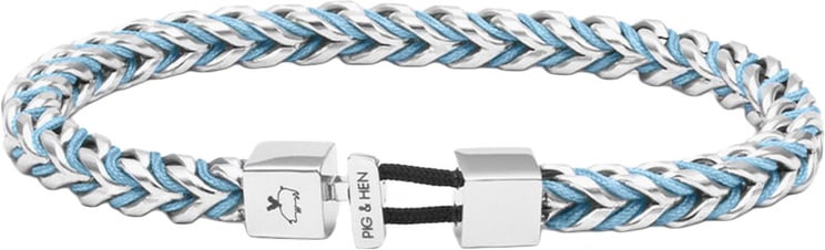 Pig & Hen Pig & Hen Armband P52-1612000-L Cantena Foxtail Staal Summer Blue Maat L 20cm