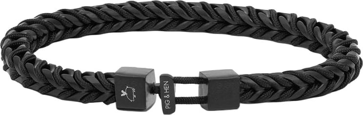 Pig & Hen Pig & Hen Armband P52-290000-L Catena Foxtail Staal Black Maat L 20cm
