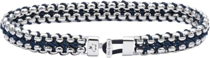 Pig & Hen Pig & Hen Armband P56-163000-M/L Catena Venetian Staal 7mm Navy Maat M/L 19cm