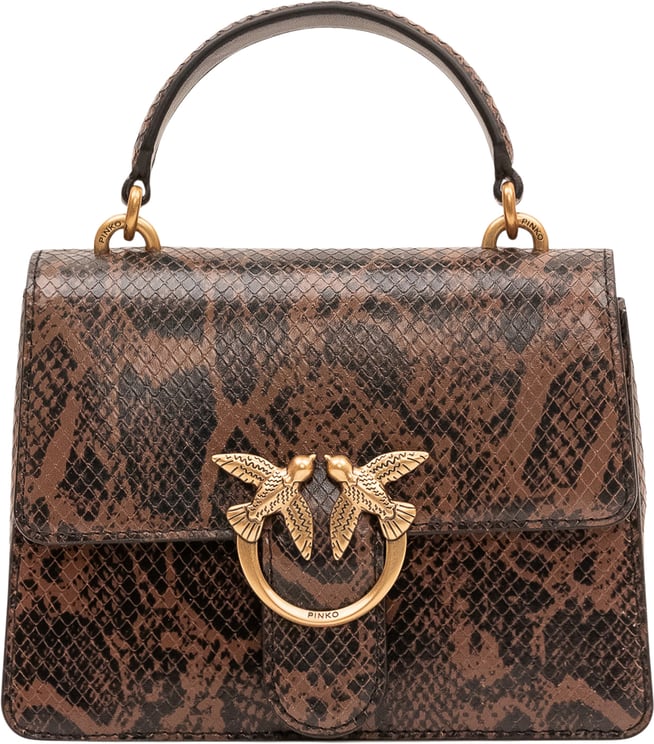 Pinko Borsa Love One Top Handle con Stampa Rettile