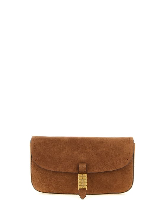 Pinko Suede Saddle Gold-Tone Shoulder Bag