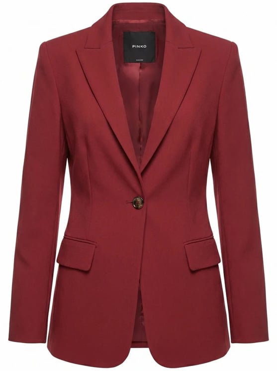Pinko Tailored Red Blazer With Notched Lapels And Button Details