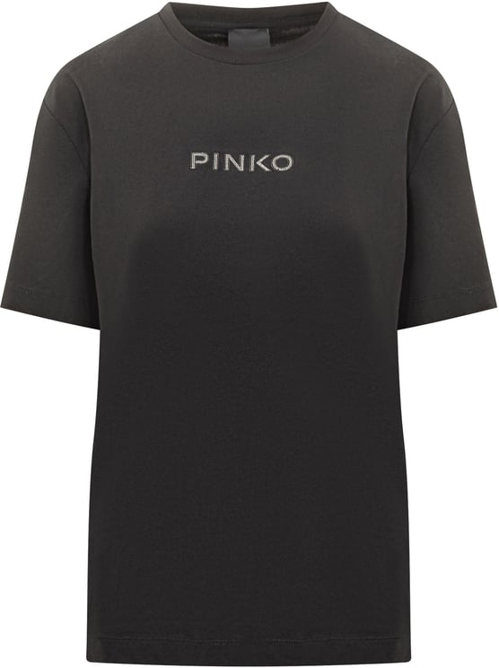 Pinko Pinko T-shirt Nera con Logo Strass Donna