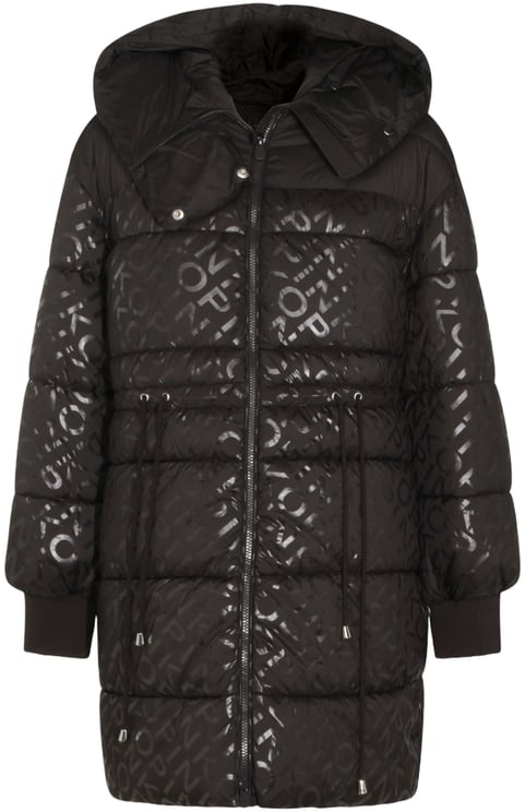 Pinko Long Padded Coat With Quilted Design And Glossy Monogram