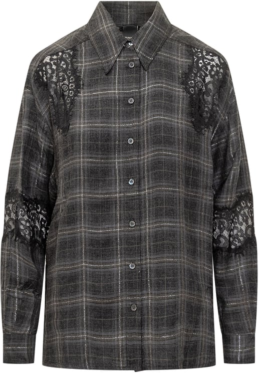 Pinko Pinko Camicia Reina a Quadri con Pizzo Nero