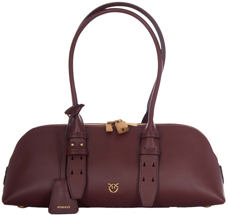Pinko Bags Burgundy Wine-Antique Gold