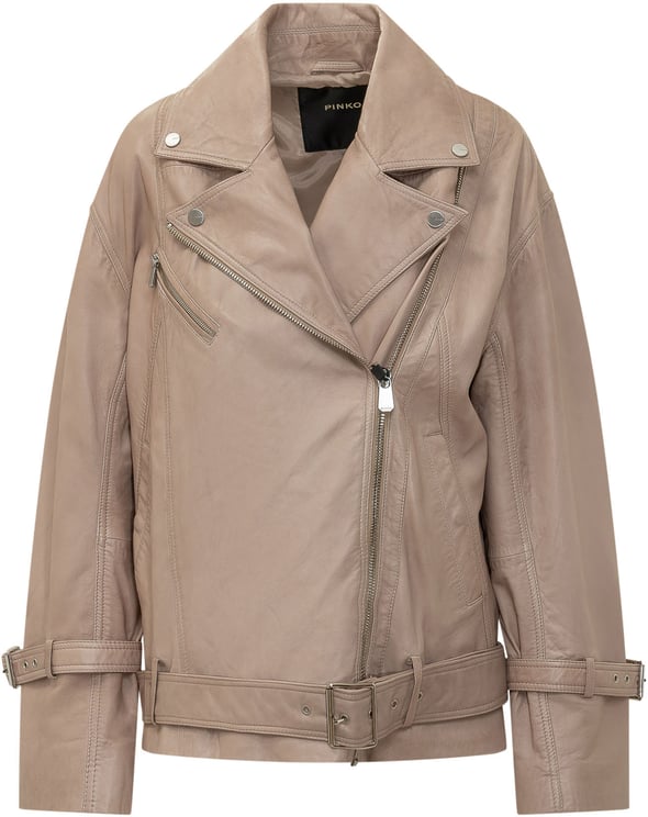 Pinko Giacca Biker Candy con Cintura e Zip