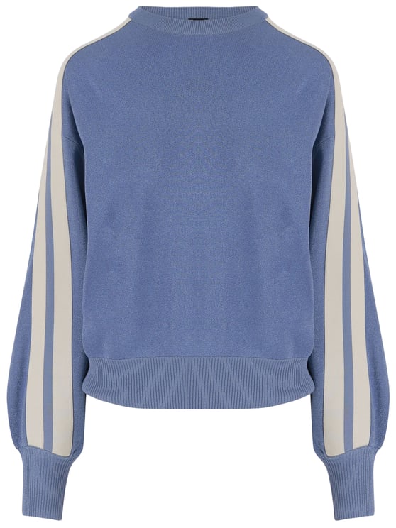 Pinko Blue And White Viscose Blend Sweatshirt