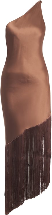 Pinko One-shoulder dress with fringes 'Kiwi'