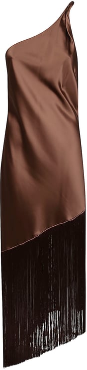 Pinko Kiwi One Shoulder Long Dress Brown