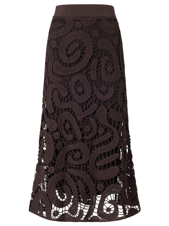 Pinko Brown Viscose Blend Midi Skirt Geometric