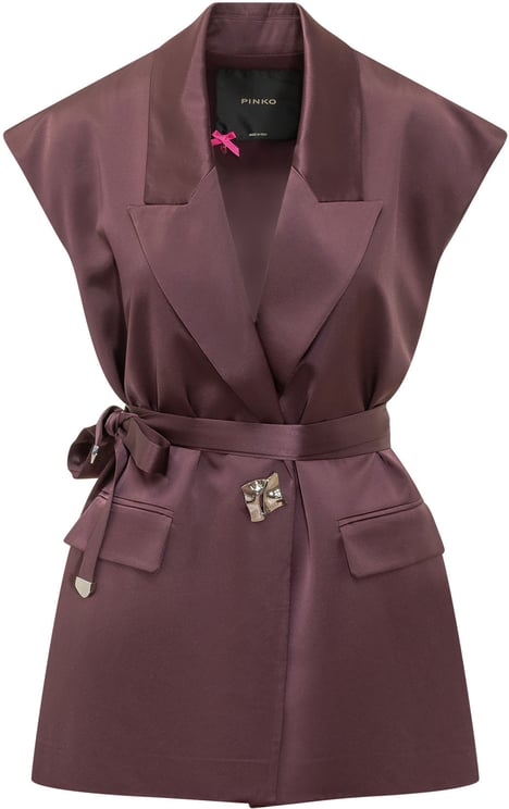 Pinko Giacca Smanicata con Cintura e Tasche