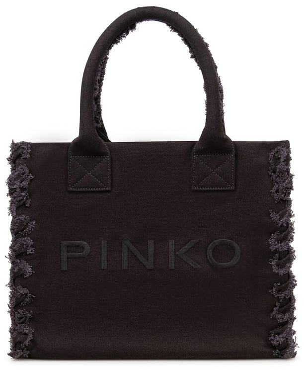 Pinko Borsa Shopper in Canvas con Logo