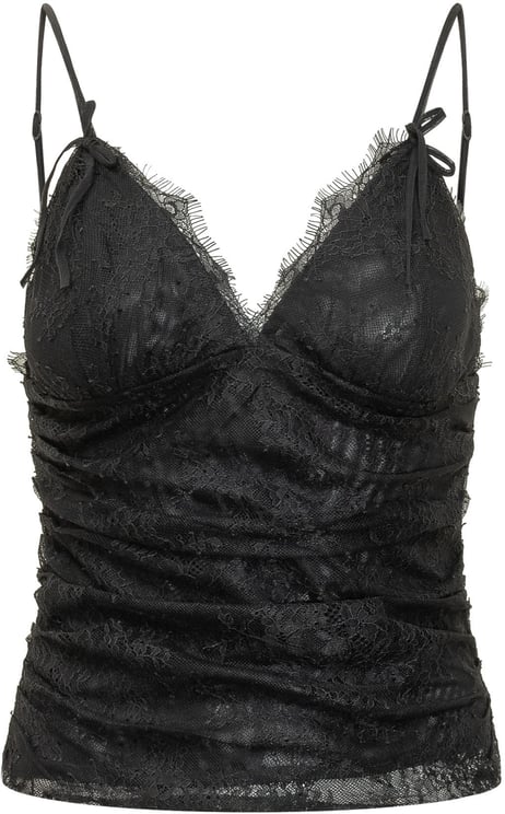 Pinko Top in Pizzo con Spalline e Scollo a V